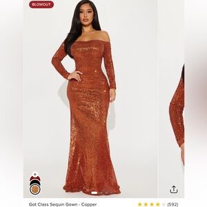 Sequin Copper Gown